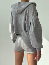 Load image into Gallery viewer, Zip Up Hoodie Three Piece Rib Shorts Set
