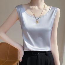 Load image into Gallery viewer, Elegant Satin Silk Tank Top – Sleeveless O-Neck Camisole Blouse for Women
