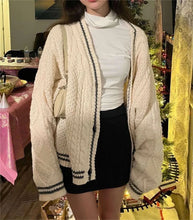Load image into Gallery viewer, Vintage Star Knit Cardigan – Retro Aesthetic V-Neck Sweater for Women
