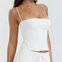 Load image into Gallery viewer, Y2K Corset Crop Top – Backless Zip-Up Bustier with Spaghetti Straps
