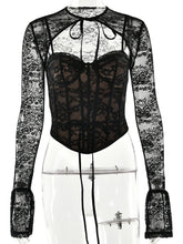 Load image into Gallery viewer, 2025 Sexy Lace Set: Floral Long Sleeve Top &amp; Skirt
