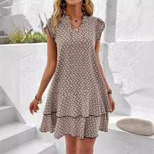 Load image into Gallery viewer, 2025 Boho Chic Ruffle Mini Dress – Printed V-Neck Lace-Up Casual Dress with Flutter Sleeves
