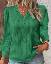 Load image into Gallery viewer, Elegant Lace V-Neck Blouse – Summer Long Sleeve Top
