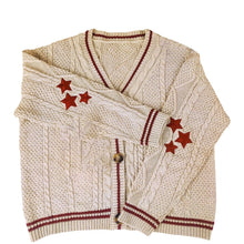 Load image into Gallery viewer, Vintage Star Knit Cardigan – Retro Aesthetic V-Neck Sweater for Women

