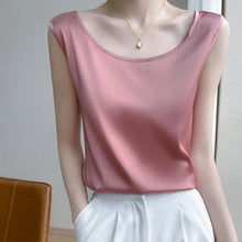 Load image into Gallery viewer, Elegant Satin Silk Tank Top – Sleeveless O-Neck Camisole Blouse for Women
