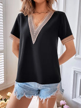 Load image into Gallery viewer, Chiffon Lace V-Neck Blouse – Summer Top

