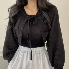 Load image into Gallery viewer, Thin White Cardigan for Women, Summer 2025, Knitted with Tie, Korean Style
