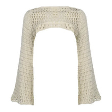 Load image into Gallery viewer, Y2K Crochet Shrug – Hollow Out Crop Sweater
