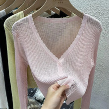 Load image into Gallery viewer, Pastel Knit Crop Cardigan – Lightweight Button Jacket
