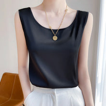 Load image into Gallery viewer, Elegant Satin Silk Tank Top – Sleeveless O-Neck Camisole Blouse for Women
