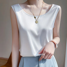 Load image into Gallery viewer, Elegant Satin Silk Tank Top – Sleeveless O-Neck Camisole Blouse for Women
