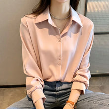 Load image into Gallery viewer, 2025 Black Chiffon Long Sleeve Shirts for Women - Korean Fashion Blouse
