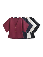 Load image into Gallery viewer, 2025 Autumn Women&#39;s Knitted V-Neck Top – Casual European &amp; American Style
