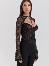 Load image into Gallery viewer, 2025 Sexy Lace Set: Floral Long Sleeve Top &amp; Skirt
