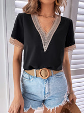 Load image into Gallery viewer, Chiffon Lace V-Neck Blouse – Summer Top
