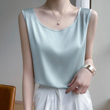 Load image into Gallery viewer, Elegant Satin Silk Tank Top – Sleeveless O-Neck Camisole Blouse for Women
