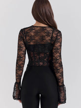 Load image into Gallery viewer, 2025 Sexy Lace Set: Floral Long Sleeve Top &amp; Skirt
