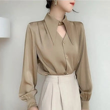 Load image into Gallery viewer, 2025 Women&#39;s Satin Long-Sleeved Button-Down Shirt - Office Blouse
