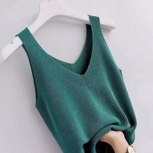 Load image into Gallery viewer, 2025 Plus Knit V-Neck Ice Silk Tank Top - Women&#39;s Elegant Casual Cami
