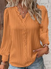 Load image into Gallery viewer, Elegant Lace V-Neck Blouse – Summer Long Sleeve Top
