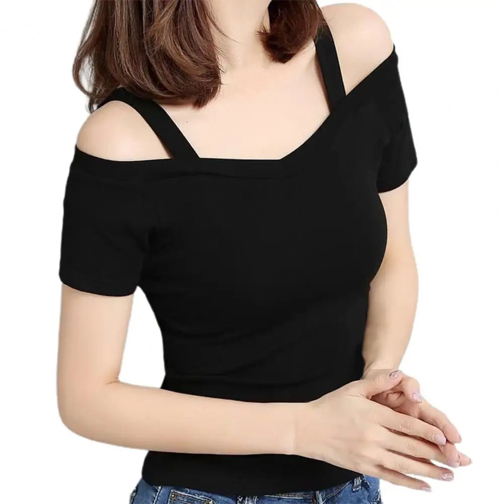 Off-Shoulder Backless Top – Casual Summer T-Shirt