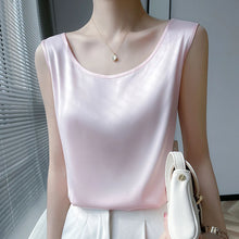 Load image into Gallery viewer, Elegant Satin Silk Tank Top – Sleeveless O-Neck Camisole Blouse for Women
