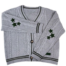 Load image into Gallery viewer, Vintage Star Knit Cardigan – Retro Aesthetic V-Neck Sweater for Women
