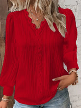 Load image into Gallery viewer, Elegant Lace V-Neck Blouse – Summer Long Sleeve Top
