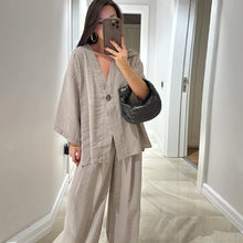 Load image into Gallery viewer, 2025 Spring Summer Women’s Casual Cotton Linen Pants Set
