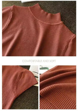 Load image into Gallery viewer, Elegant Half-High Neck T-Shirt – Women&#39;s Solid Color Casual Korean Style Top
