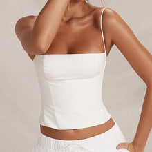 Load image into Gallery viewer, Y2K Corset Crop Top – Backless Zip-Up Bustier with Spaghetti Straps
