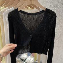 Load image into Gallery viewer, Pastel Knit Crop Cardigan – Lightweight Button Jacket
