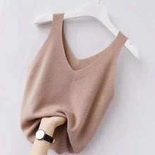 Load image into Gallery viewer, 2025 Plus Knit V-Neck Ice Silk Tank Top - Women&#39;s Elegant Casual Cami
