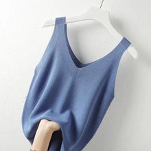 Load image into Gallery viewer, 2025 Plus Knit V-Neck Ice Silk Tank Top - Women&#39;s Elegant Casual Cami

