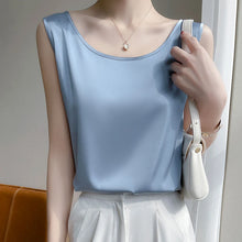 Load image into Gallery viewer, Elegant Satin Silk Tank Top – Sleeveless O-Neck Camisole Blouse for Women
