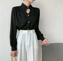 Load image into Gallery viewer, 2025 Women&#39;s Satin Long-Sleeved Button-Down Shirt - Office Blouse

