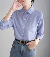 Load image into Gallery viewer, 2025 Blue Striped Loose Shirt for Women - Casual Long Sleeve Fashion
