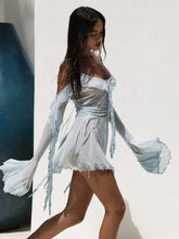 Load image into Gallery viewer, 2025 Sexy Black Mesh Long Sleeve Spaghetti Strap Dress
