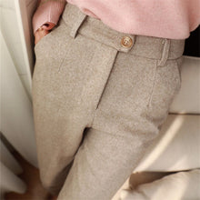 Load image into Gallery viewer, 2025 Women&#39;s High Waist Elegant Black Harem Wool Pants for Fall/Winter
