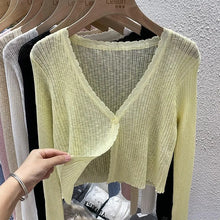 Load image into Gallery viewer, Pastel Knit Crop Cardigan – Lightweight Button Jacket
