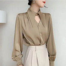 Load image into Gallery viewer, 2025 Women&#39;s Satin Long-Sleeved Button-Down Shirt - Office Blouse
