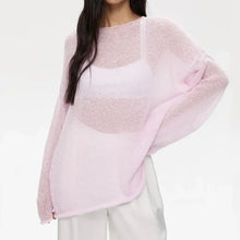 Load image into Gallery viewer, 2025 Chic Women&#39;s Sweater: Casual Loose Pullover in Pink &amp; White
