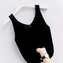 Load image into Gallery viewer, 2025 Plus Knit V-Neck Ice Silk Tank Top - Women&#39;s Elegant Casual Cami
