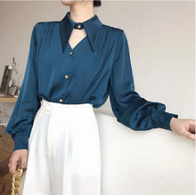Load image into Gallery viewer, 2025 Women&#39;s Satin Long-Sleeved Button-Down Shirt - Office Blouse
