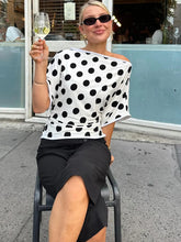 Load image into Gallery viewer, 2025 One Shoulder Polka Dot T-shirt - Sexy Casual Streetwear
