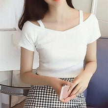 Load image into Gallery viewer, Off-Shoulder Backless Top – Casual Summer T-Shirt
