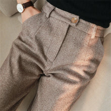 Load image into Gallery viewer, 2025 Women&#39;s High Waist Elegant Black Harem Wool Pants for Fall/Winter
