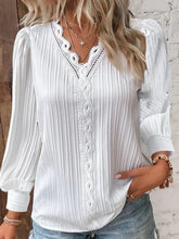 Load image into Gallery viewer, Elegant Lace V-Neck Blouse – Summer Long Sleeve Top
