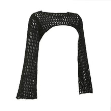 Load image into Gallery viewer, Y2K Crochet Shrug – Hollow Out Crop Sweater
