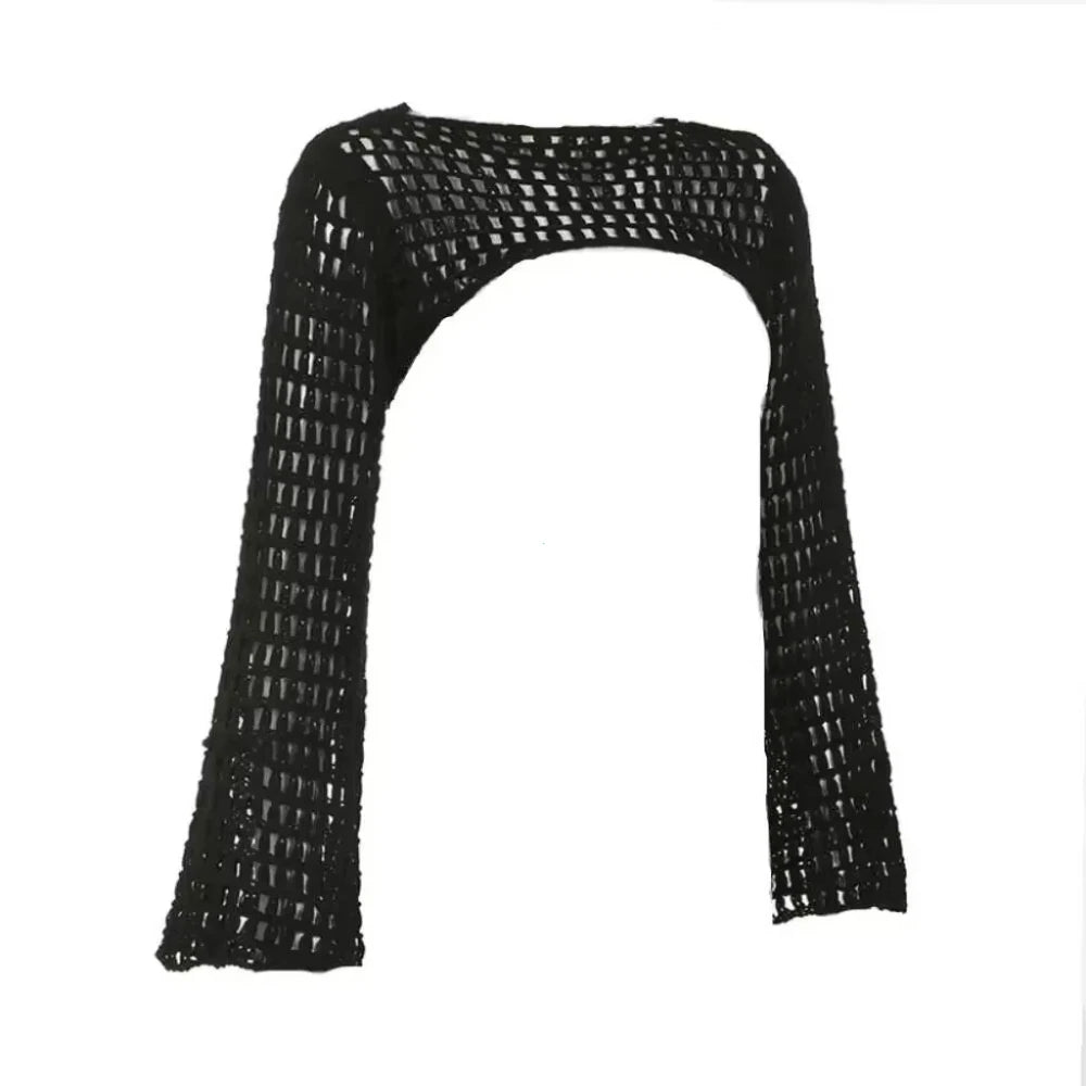 Y2K Crochet Shrug – Hollow Out Crop Sweater